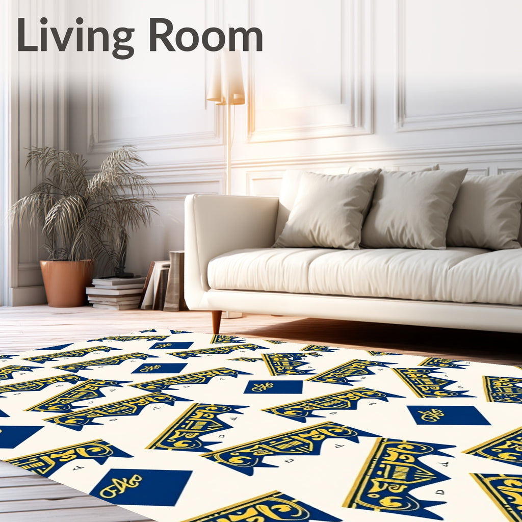 Azure Yellow Ornate Crest Accents Rug