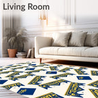 Azure Yellow Ornate Crest Accents Rug