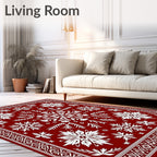Deep Red Winter Bloom Ice Lace Rug