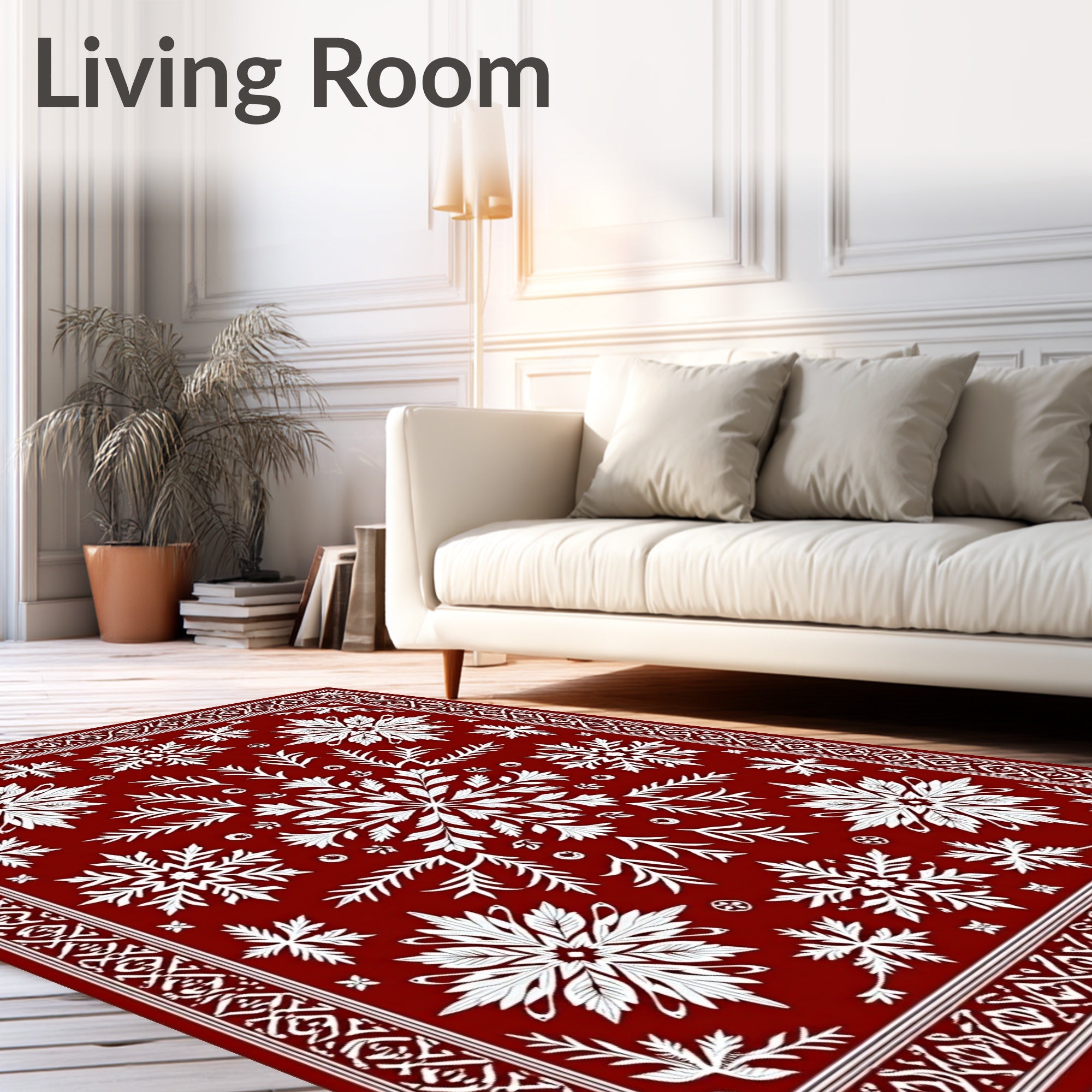 Deep Red Winter Bloom Ice Lace Rug