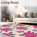 Vibrant Crimson Rose Garden Garland Rug