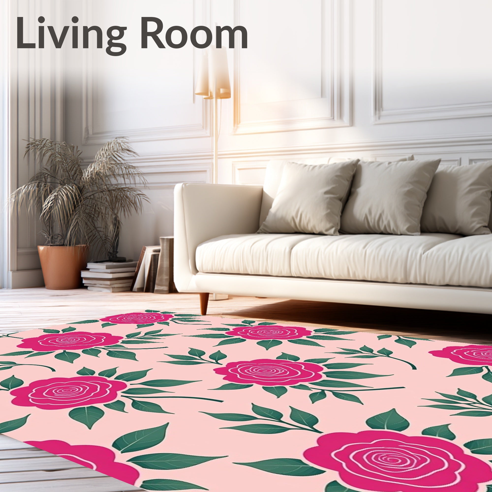 Vibrant Crimson Rose Garden Garland Rug