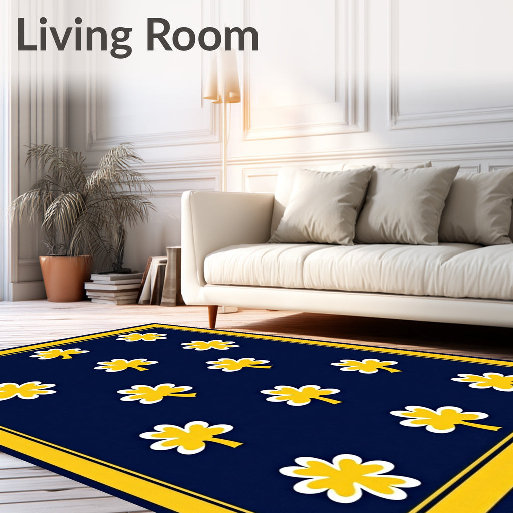 Navy Yellow Clover Garland Rug