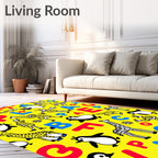 Playful Animals Alphabet Yellow Rug