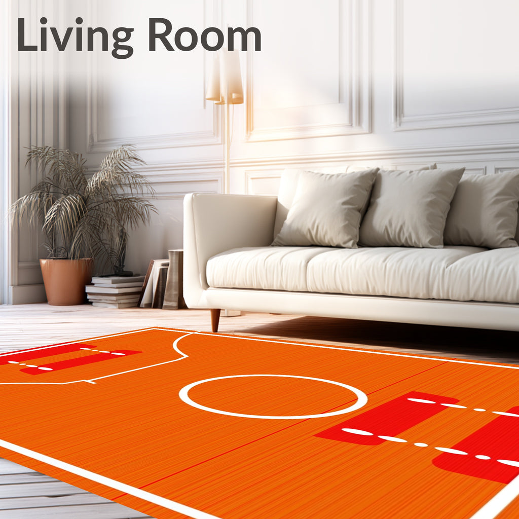 Vibrant Orange Court Lines Rug