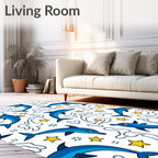 Blue Dolphins And Yellow Stars Rug