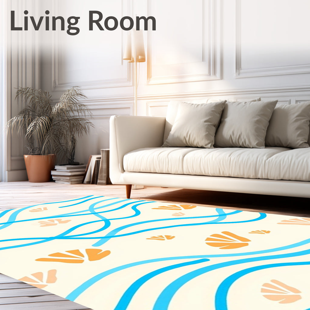 Oceanic Waves Orange Fan Shell Rug