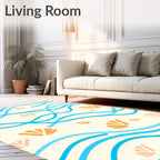 Oceanic Waves Orange Fan Shell Rug