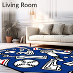Bold Blue Baseball Bat Glove Rug