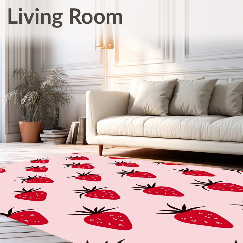 Red Strawberry Field Pattern Rug