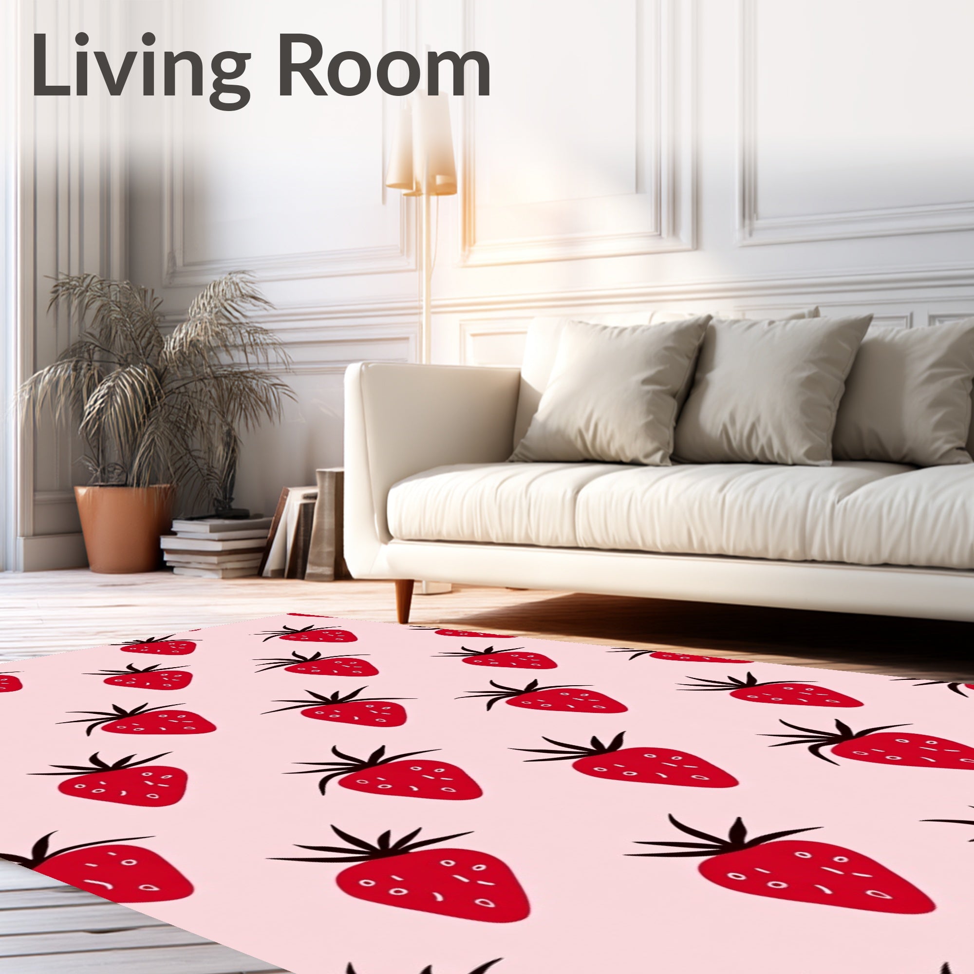 Red Strawberry Field Pattern Rug