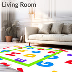 Alphabet Scatter Bright Colorful Square Rug