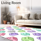 Pastel Alphabet Blocks Scattered Rug