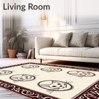 Dark Brown Cat Portraits Oval Border Rug