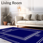 Minimalist Blue Geometric Blueprint Rug