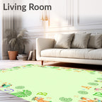 Prehistoric Alphabet Dinosaurs Palm Trees Rug