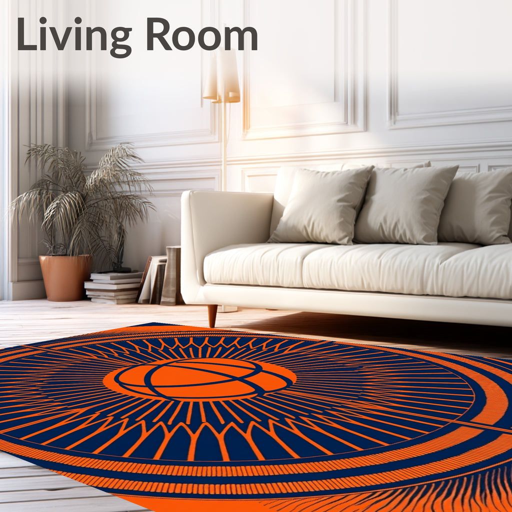 Electric Orange Sunburst Globe Rug