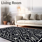 Black White Geometric Art Deco Rug