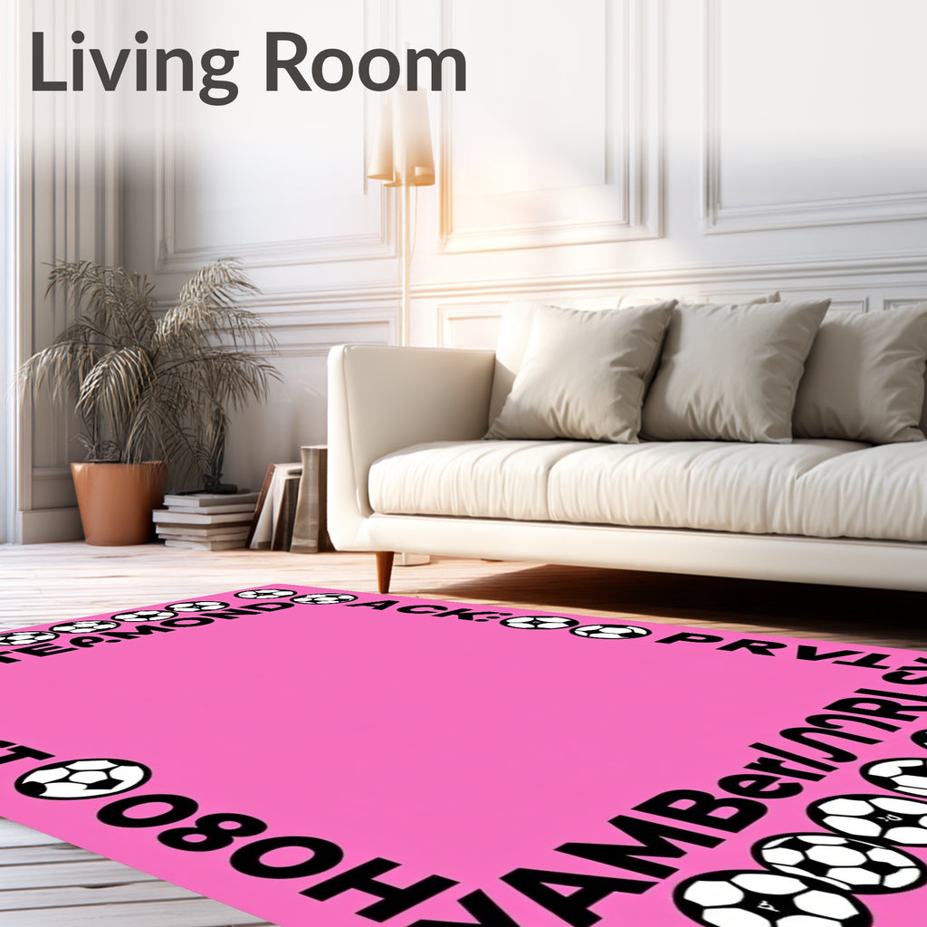 Pink Soccer Ball Border Rug