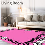 Pink Soccer Ball Border Rug