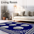 Navy Blue Scallop Shell Border Rug