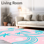 Pink Tropical Palm Wave Graphic Rug