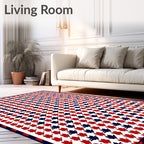 Classic Red Blue Houndstooth Check Rug