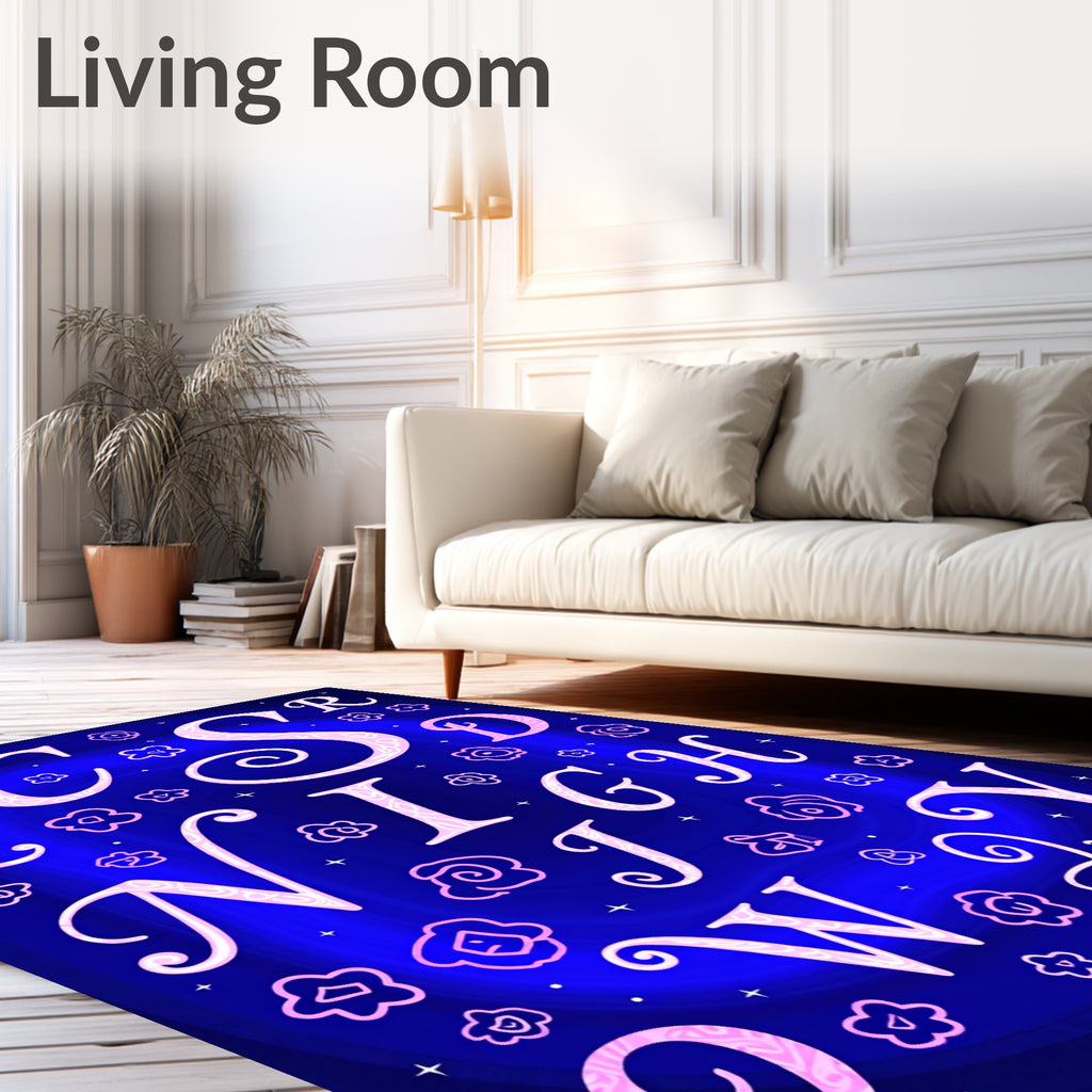 Ethereal Pink Floral Night Sky Rug
