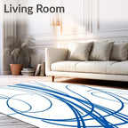 Bold Cobalt Swirls Abstract Lines Rug