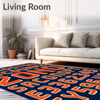 Retro Crimson Blue Alphabet Rug