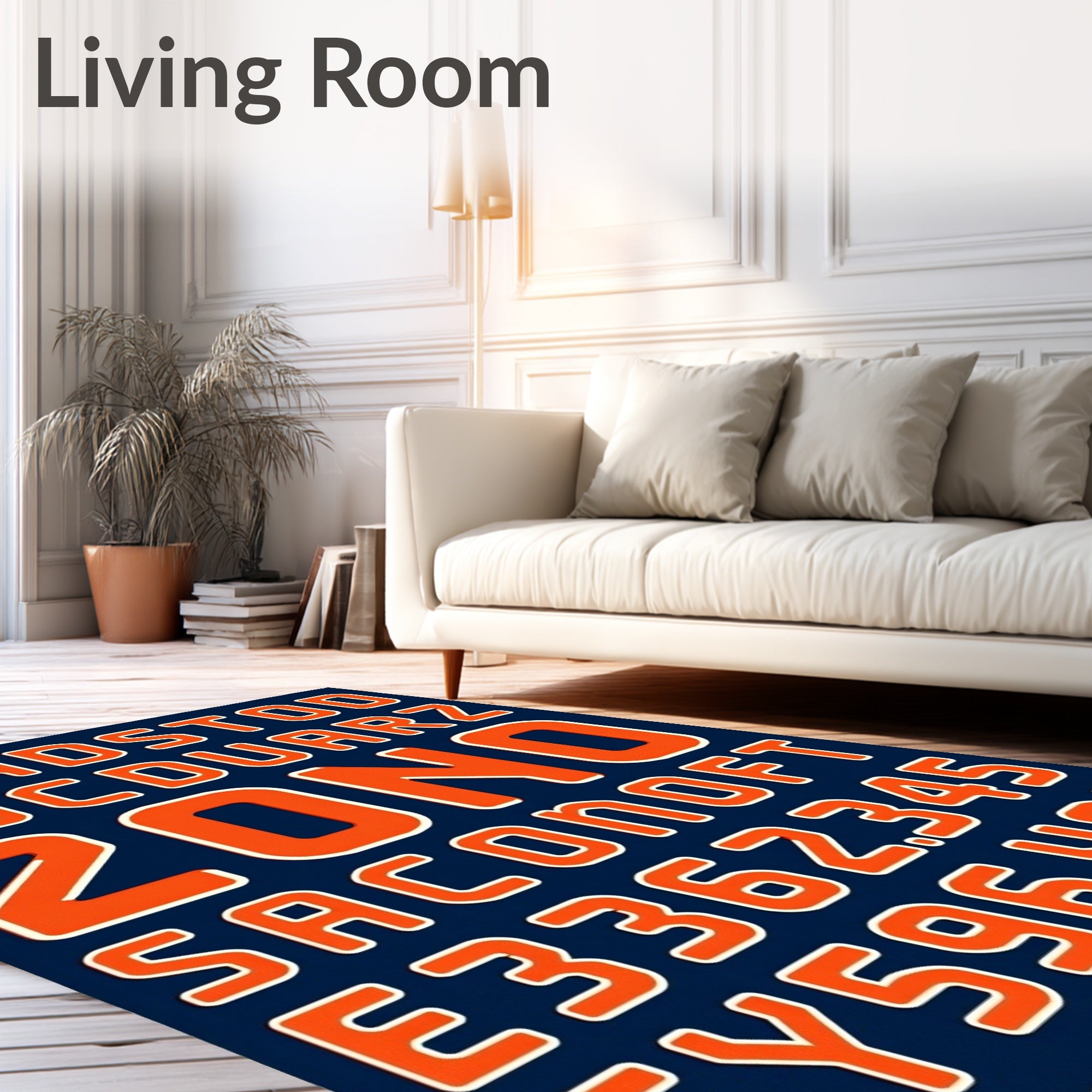 Retro Crimson Blue Alphabet Rug