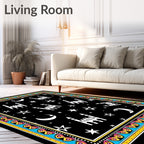 Whimsical Starry Night Mosque Border Rug
