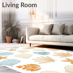 Coastal Seashell Starfish Fan Leaf Rug