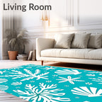 White Coral Starfish Seashell Marine Folk Art Rug