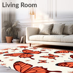 Coral Butterfly Garden Whimsy Rug