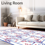 Red and Blue Geometric Grid Rug