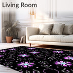 Purple Cyan Floral Geometric Arrangement Rug