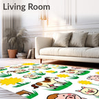 Cute Farm Animals Yellow Flowers Sun Rug