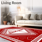 Crimson White Geometric Diamond Rug