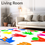 Colorful Alphabet Hands Graphic Rug