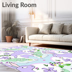 Lavender Bunny Pastel Garden Meadow Rug