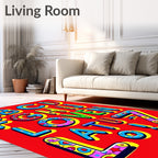 Whimsical Alphabet Multicolored Bold Letters Rug