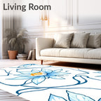 Serene Blue Lotus Vine Swirl Rug