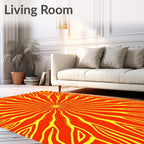 Vibrant Orange Yellow Sunburst Rays Rug