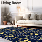 Golden Laurel Trophy Navy Traditional Rug