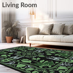 Emerald Green Art Nouveau Floral Rug