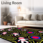 Astronaut Spacewarp Yellow Red Blue Rug