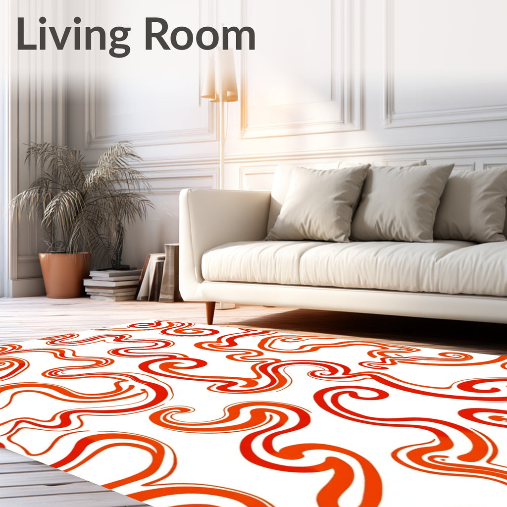 Crimson Swirl Abstract Ribbon Rug