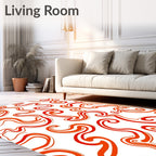 Crimson Swirl Abstract Ribbon Rug