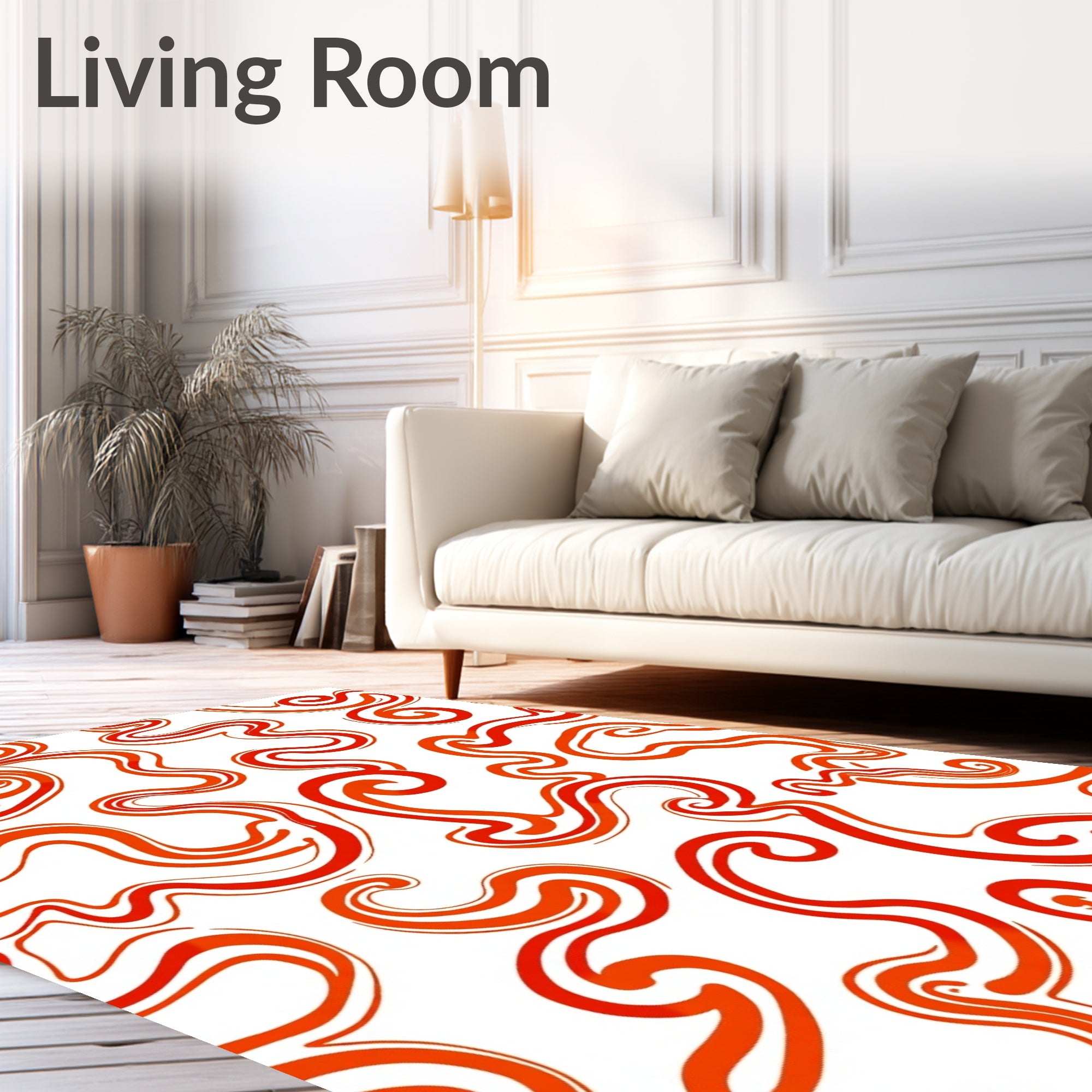 Crimson Swirl Abstract Ribbon Rug